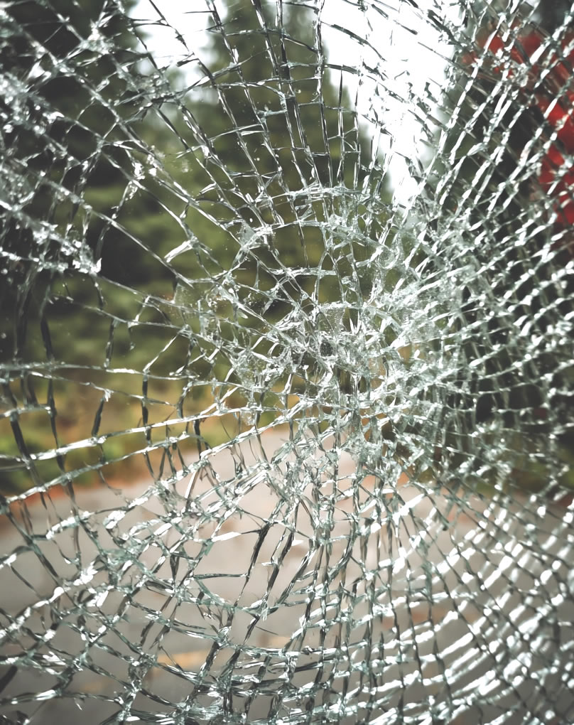 broken toughened glass